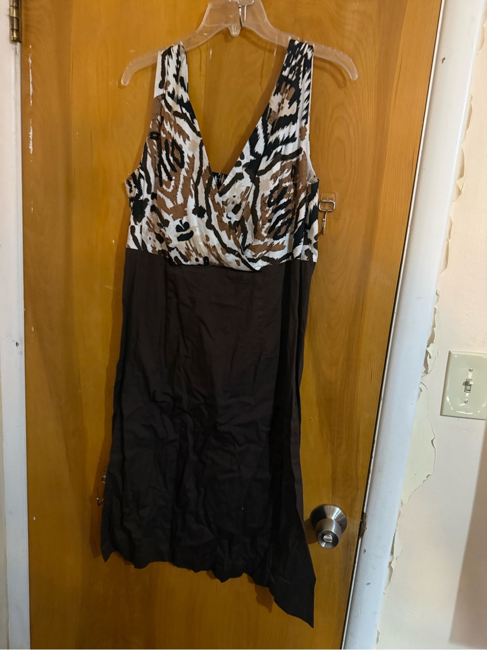 Ashley Stewart Brown & White Animal Print Midi Dress